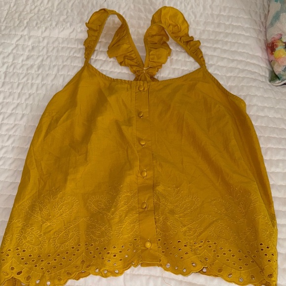 Mustard Yellow Ruffled Women's Top - Picture 1 of 4